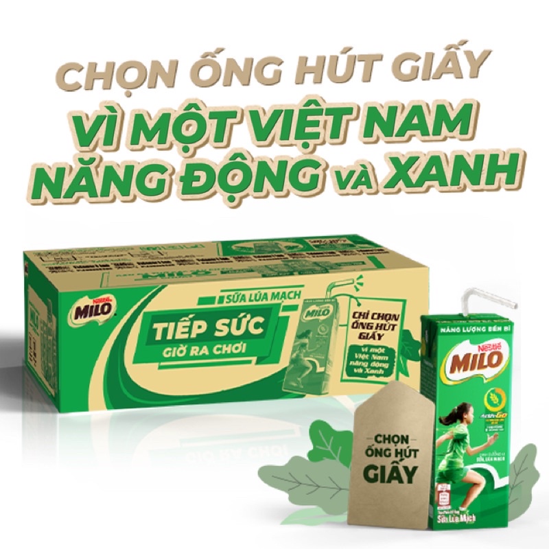Thùng Sữa milo lúa mạch 12 vỉ = 48 hộp x 180ml