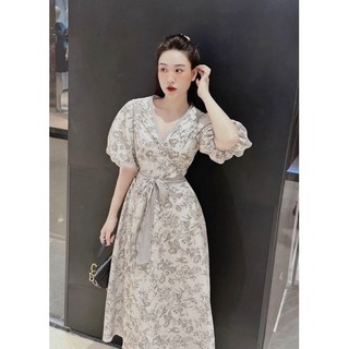 Đầm Lụa Hoa Thời Trang Nữ Mặc đi chơi Có dây cột nơ eo.