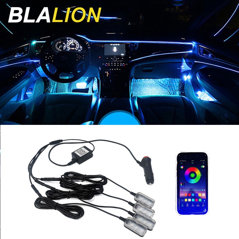 Đèn LED gắn bên trong xe hơi BLALION trang trí tạo bầu không khí 64 màu 12V điều khiển ứng dụng tiện lợi