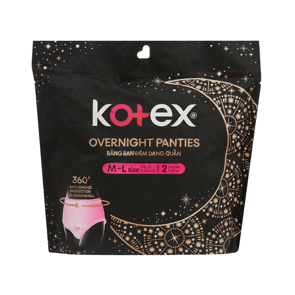 Băng Vệ Sinh Kotex Ban Đêm Dạng Quần Size M-L Gói 2 Miếng