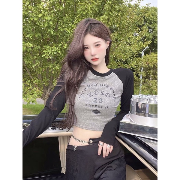 Áo Thun Tay Dài Phối Màu YOLO 23 Năng Động Cá Tính