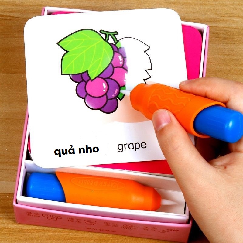 Thẻ học thông minh vừa học vừa tô màu cho bé loại nhiều chủ đề tìm hiểu thế giới xung quanh song ngữ Anh Việt