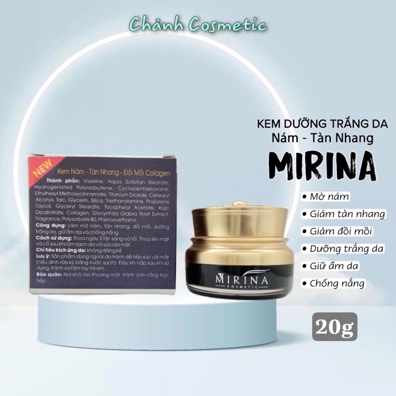 Kem MIRINA Cao Cấp Ngừa Nám, Tàn Nhang, Đồi Mồi, Dưỡng Trắng, Phục Hồi Da, Chống Nắng 25g