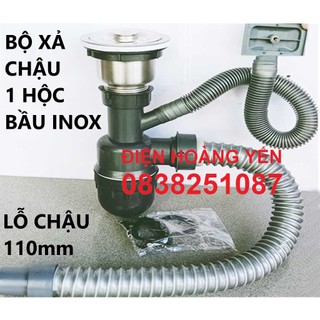 Bộ xả chậu rửa chén 1 hộc bầu bằng inox loại 110