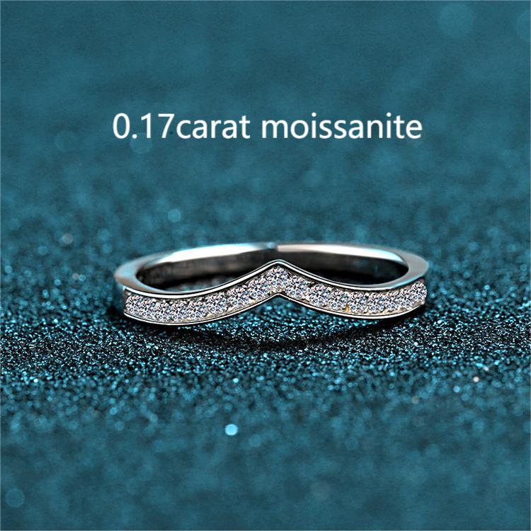 XDY-101B Nhẫn nữ 925 bạc nguyên chất, 0.14 carat moissanite (không có giấy chứng nhận)