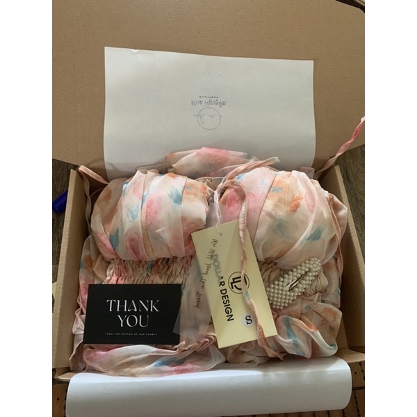 Váy hoa bo chun eo 2 tầng