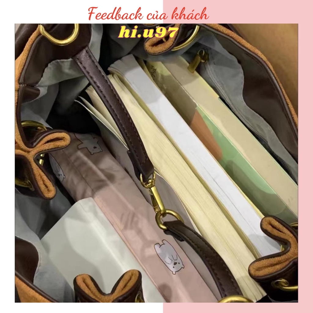 Túi đeo chéo da lộn phong cách retro