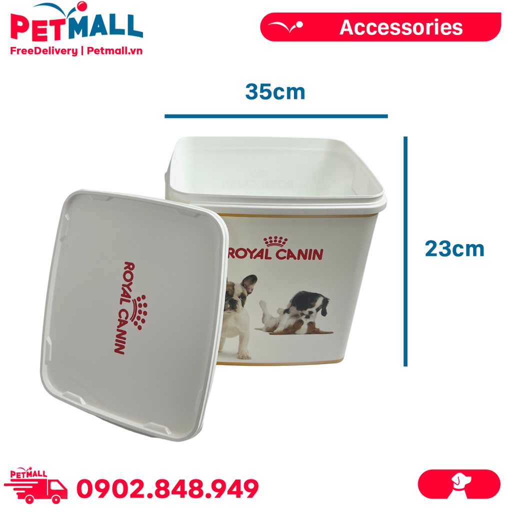Thùng đựng thức ăn Royal Canin 4kg - Size 23x35cm- Hình chó Petmall