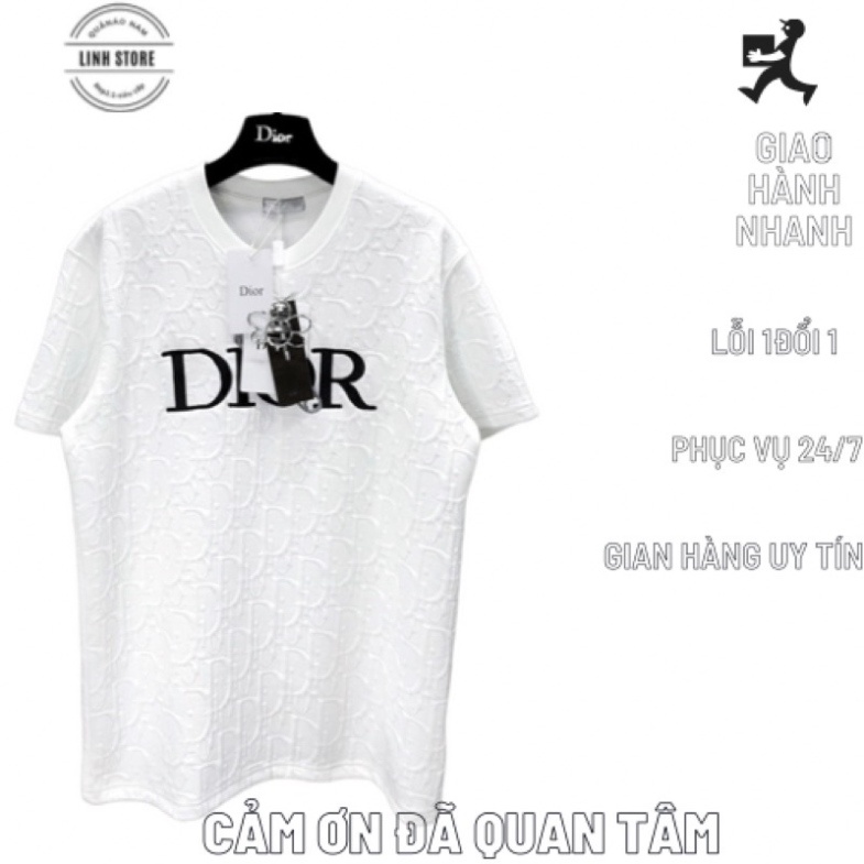 Áo thun nam nữ DIOR in hình chữ dập chữ nổi Chất Liệu Cotton Co Giãn 4 Chiều Thoáng Mát BiluxOfficial