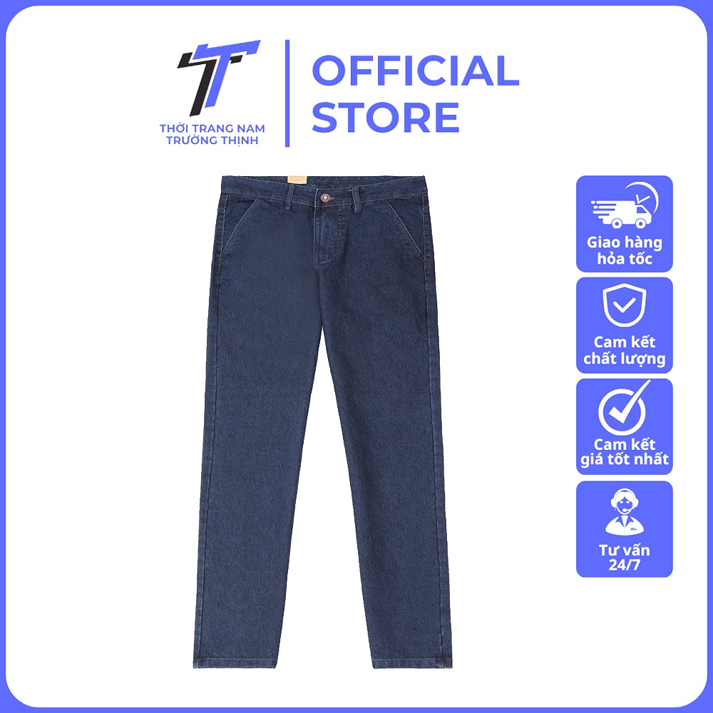 Quần Bò Nam Túi Thêu Chéo, Quần Jeans Nam Ống Đứng Kiểu Dáng Basic Lịch Sự Đứng Dáng