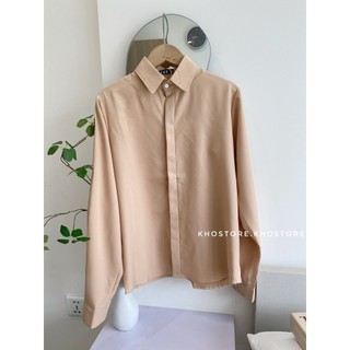 Áo sơ mi vải rũ công sở có che nút, sơ mi trắng nữ hàng thiết kế chất liệu dày dặn không nhăn mặc đi học đi làm