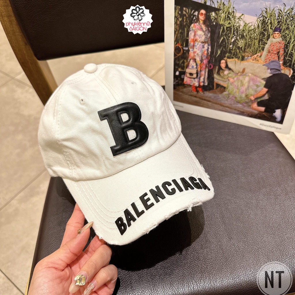 Nón kết B rách cá tính ❤ mũ lưỡi trai nam nữ chất chino QC dày dặn full tag