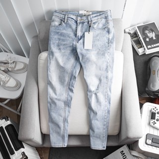  Quần jean nam co dãn ống ôm mài màu bạc wash thời trang VNXK slimfit siêu xịn 
