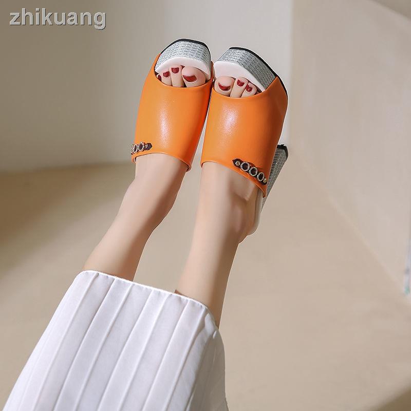 Dép Sandal Cao Gót Hở Mũi Bằng Da Chống Nước Thời Trang Mùa Hè Cho Nữ sa