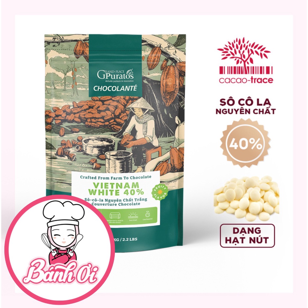 Socola hạt nút trắng 40% - Socola nút trắng, Socola Puratos nút trắng