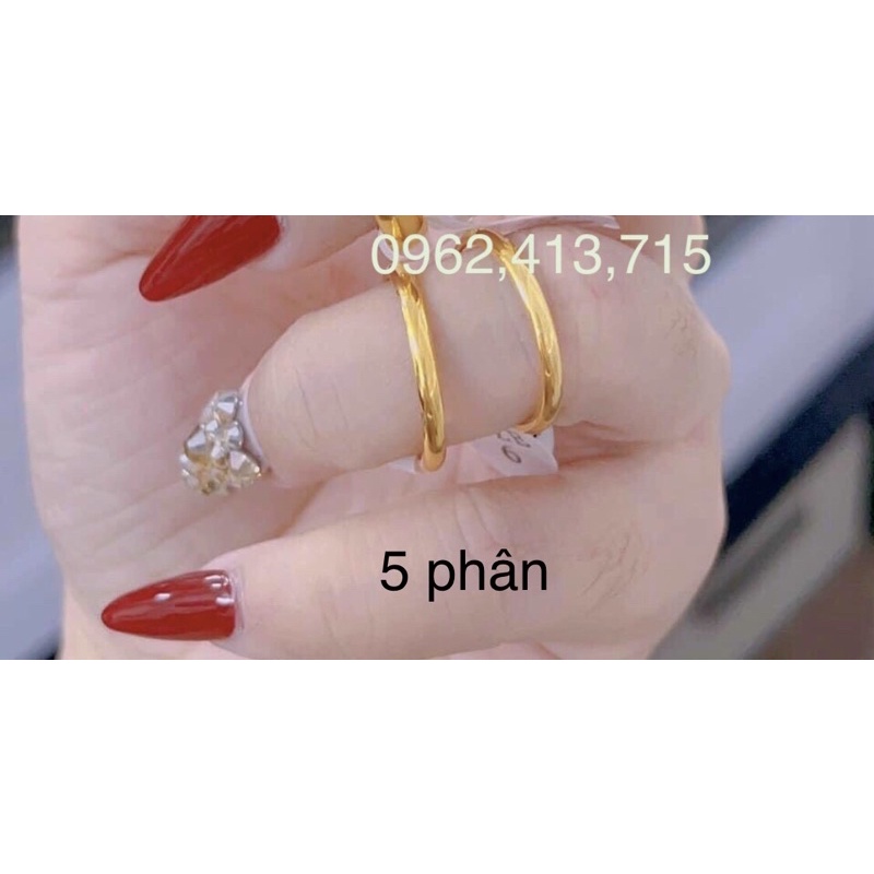 Nhẫn trơn 5 phân , nhẫn trơn 1 chỉ mạ vàng 24 cao cấp