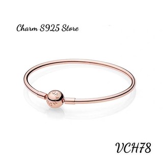 VÒNG TAY PAN ALE VÀNG HỒNG KHOÁ TRÒN KHẮC LOGO BẠC S925