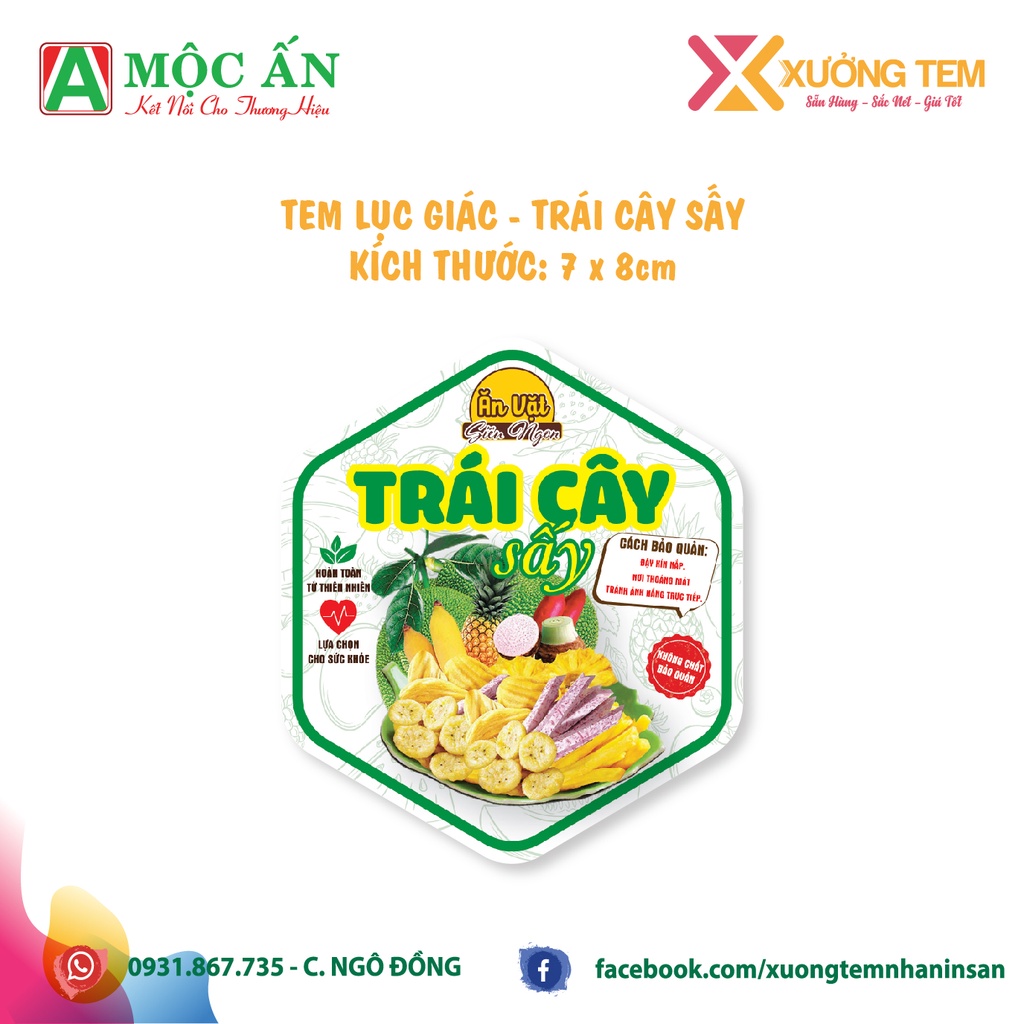 [Hàng Có Sẵn] 110 Tem Dán, Nhãn, Sticker Các Loại Trái Cây Sấy - Tem Cán Bóng, In Sắc Nét - Giá Tốt Trực Tiếp Tại Xưởng