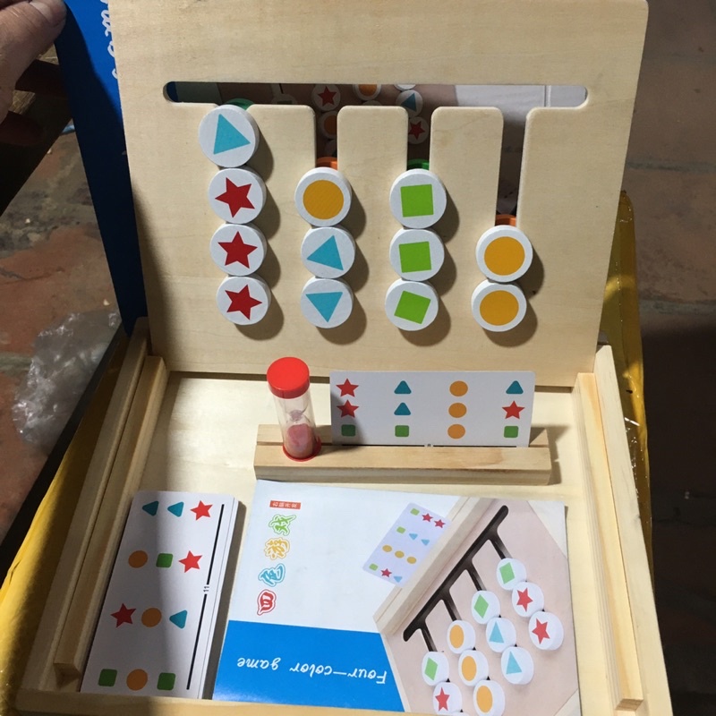 Đồ Chơi gỗ thông minh sắp xếp logic 4 màu và hình khối, phát triển tư duy