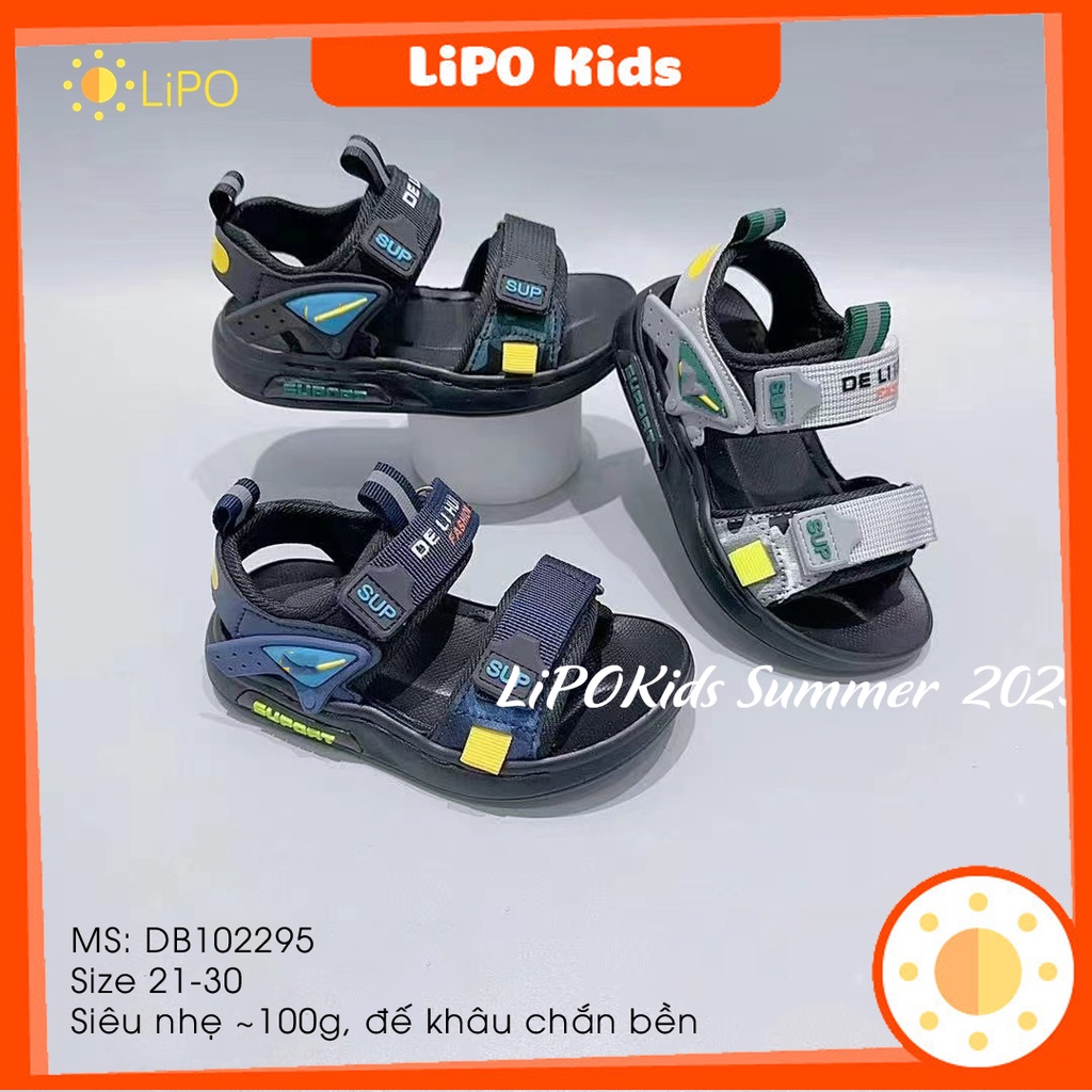 Sandal bé trai siêu nhẹ đi học 2023, Dép quai hậu quai dán cho bé size 2 3 4 5 6 7 8 tuổi DB102 Lipokids