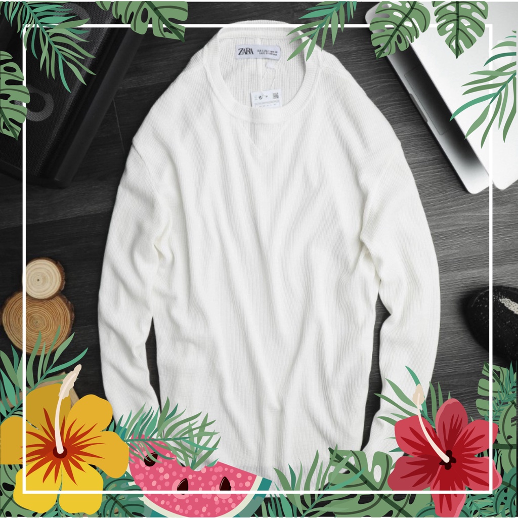 Áo len Zara | Restock Zara longsleeve men 2019 | Màu Trắng Full size [Có FS EXtra]