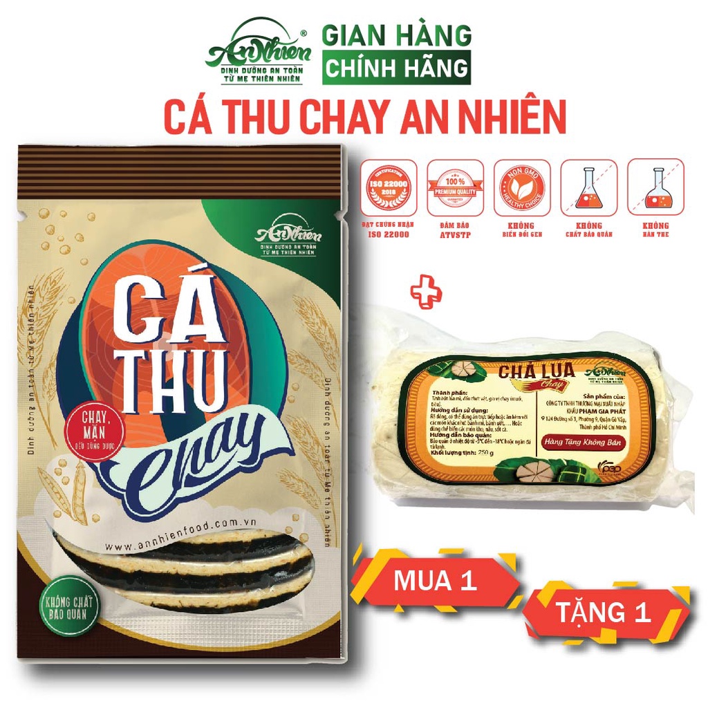 HÀNG CÔNG TY, Cá Thu Chay An Nhiên 500g MUA 1 TẶNG 1 GÓI CHẢ LỤA CHAY 250G,Thịt Chay , Thực Phẩm Chay Dinh Dưỡng