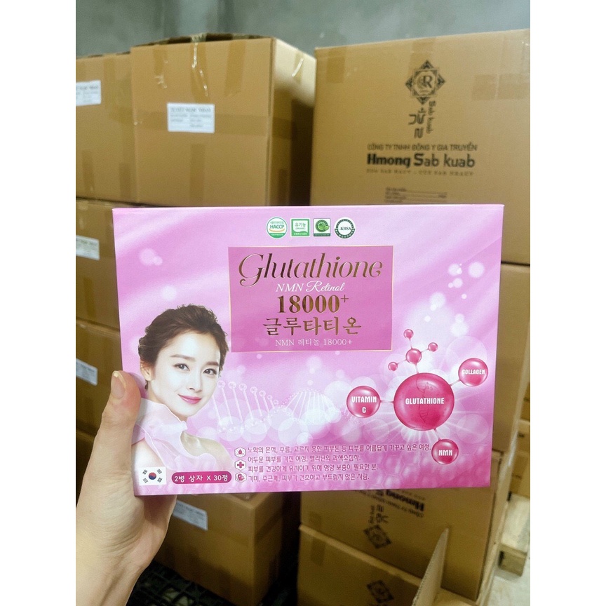 Viên Uống GLUTATHIONE 18000mg viên uống trắng da cấp tốc giảm nám mờ thâm ngừa lão hóa
