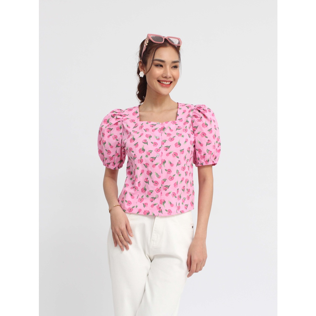 Áo kiểu nữ VIỆTBROTHERS cổ vuông tay bồng 231AHU04