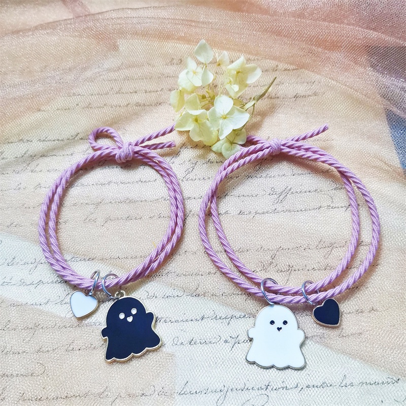 Set 2 Vòng Tay Mặt Dây Chuyền Hình Ma Dễ Thương Cho Cặp Đôi