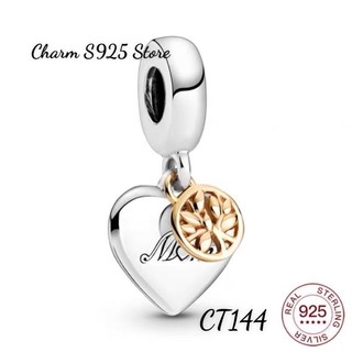 CHARM PAN ALE TREO TRÁI TIM HÌNH CÂY FAMILY BẠC S925 THUẦN KHIẾT HÀNG CAO CẤP