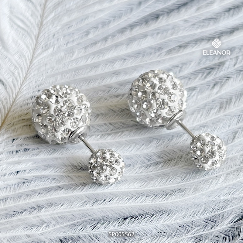 Bông tai nữ chuôi bạc 925 Eleanor Accessories hình cầu đính đá độc đáo phụ kiện trang sức 5562