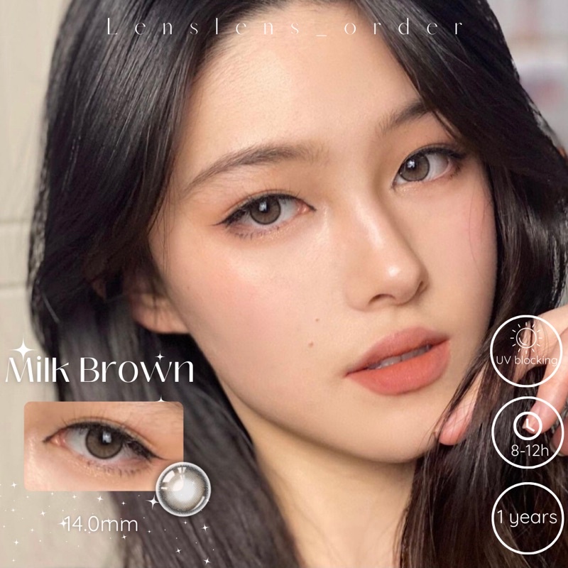 Lens Mắt Kính Áp Tròng Nâu Sữa Hot Douyin Đủ Độ Cận