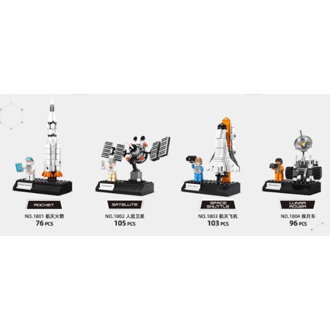 07050 Đồ Chơi Giáo Dục, Bộ Lego Xếp Hình Phi Hành Gia, Lego Mini 70+ PCS