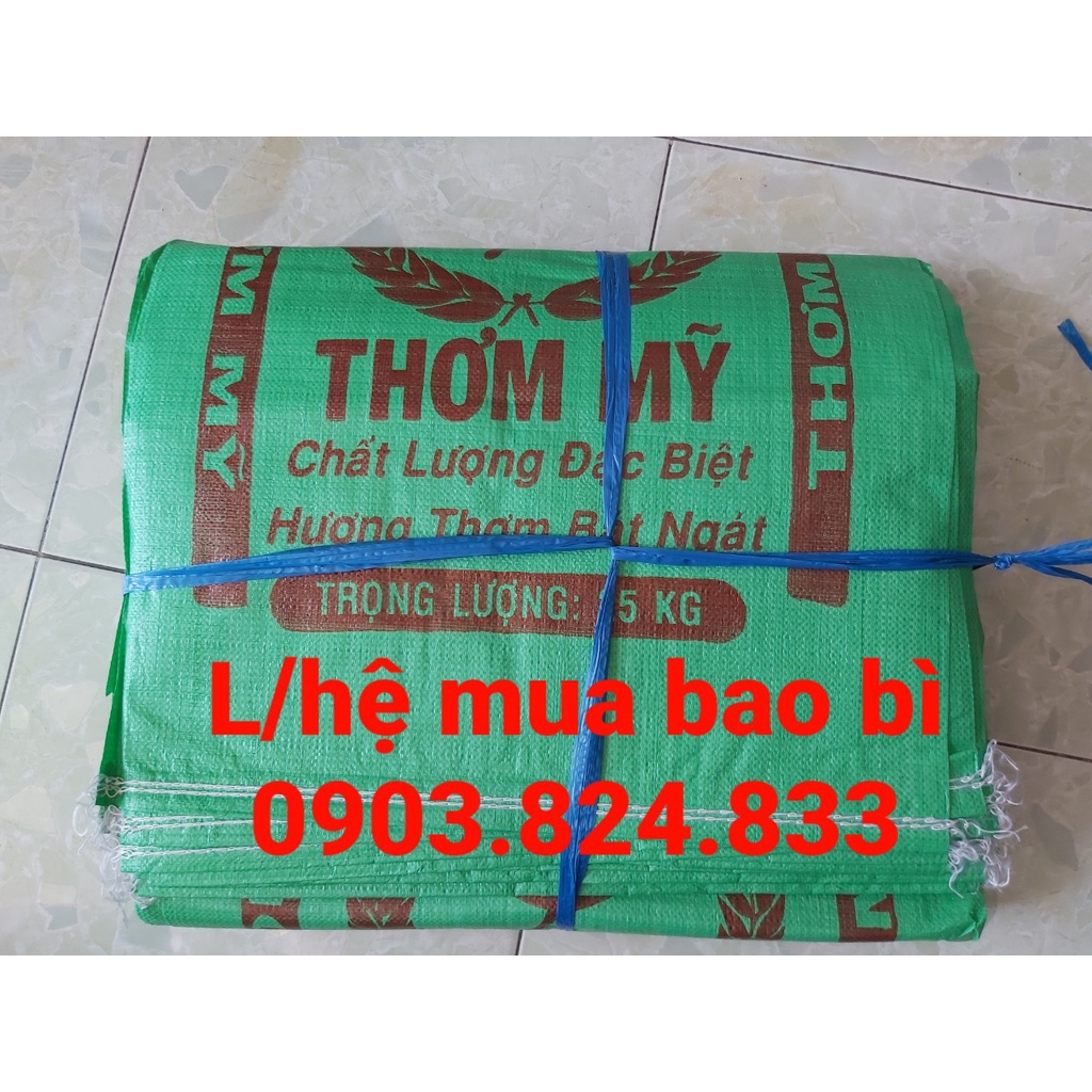 Bao đựng gạo Thơm Mỹ 25kg màu xanh combo 50 cái