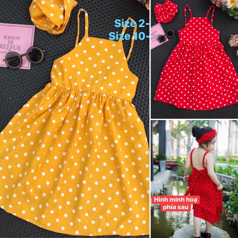 [14-53kg] [SALE] Váy đầm chấm bi phom maxi hở lưng cho bé