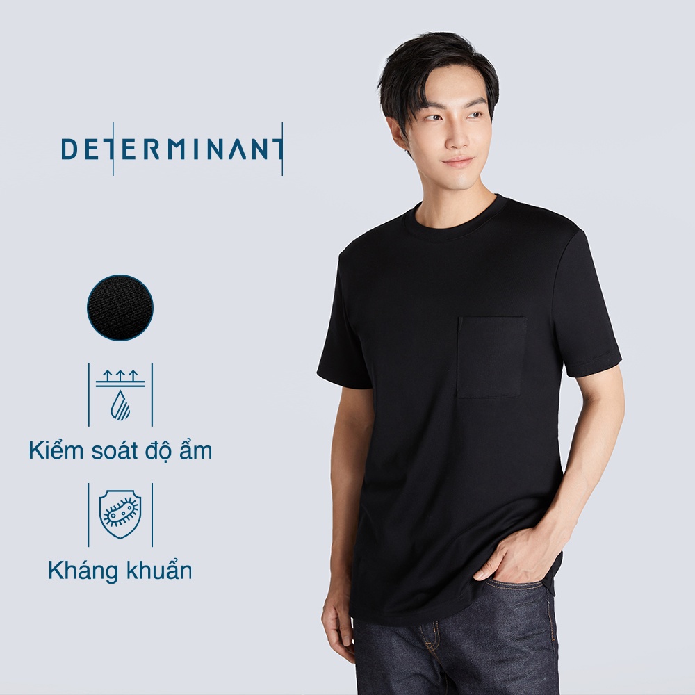 Áo thun nam Cotton Jersey kháng khuẩn bền màu thương hiệu Determinant - màu Đen nhạt phối túi [T03]