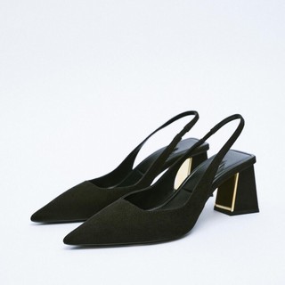 Giày za.ra slingback gót vuông mũi nhọn dư xịn 5.5p