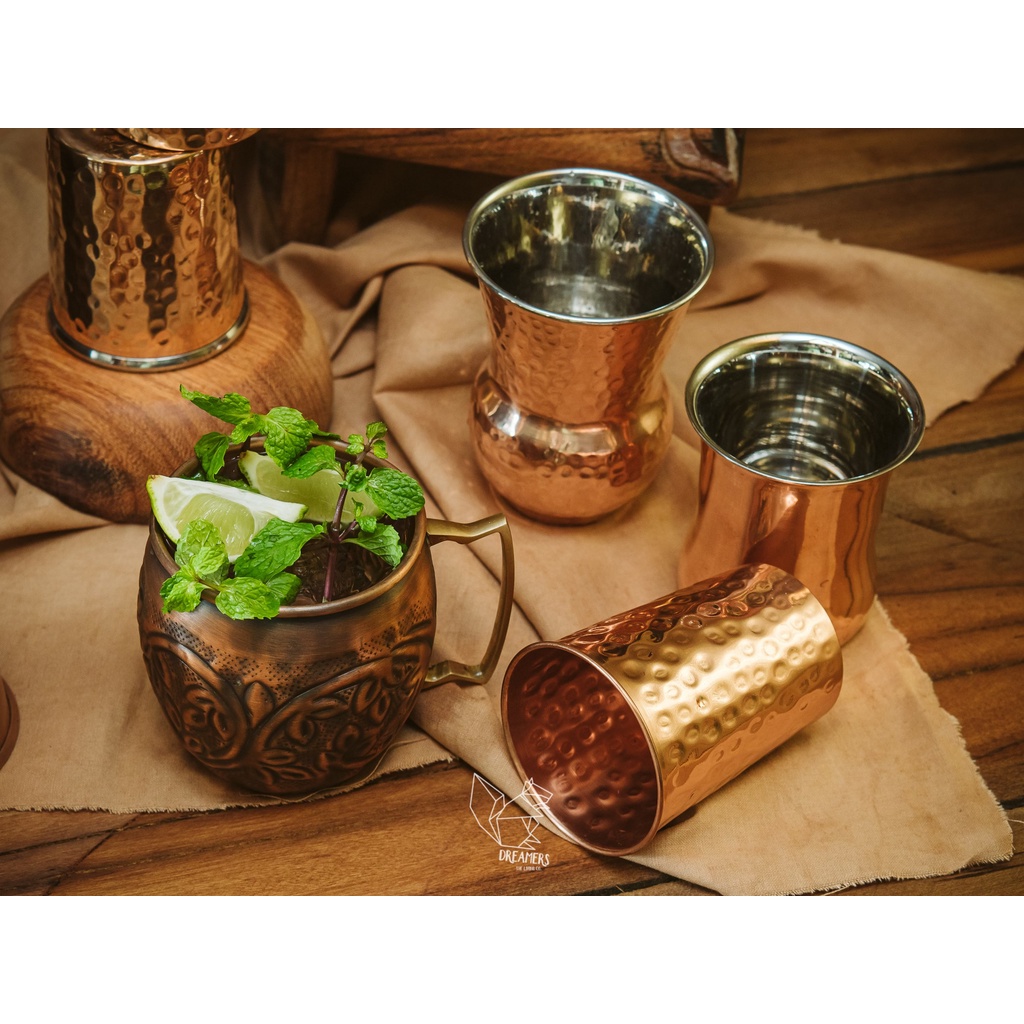 Cốc đồng chạm khắc họa tiết tinh xảo DREAMERS - Đồ decor trang trí nhà cửa độc đáo