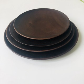 Đĩa gỗ keo cỡ 24/22/20/18 cm, đĩa đựng trái cây, đồ tráng miệng, chụp ảnh decor xinh xắn