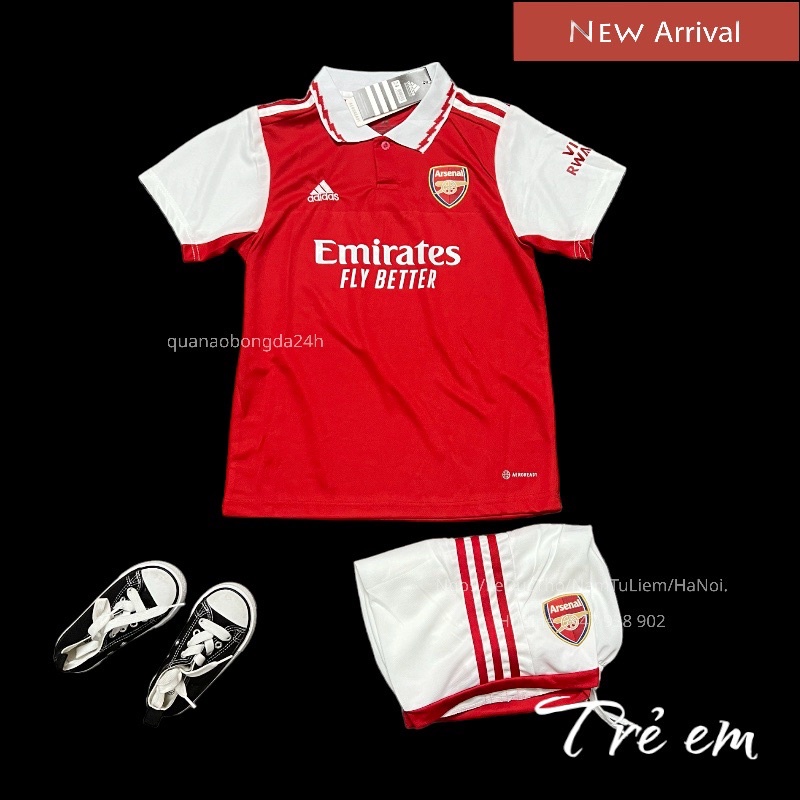 Bộ quần áo đá banh Trẻ Em CLB Arsenal sân nhà 2022/23_ Hàng cao cấp Thailand/ Trẻ em
