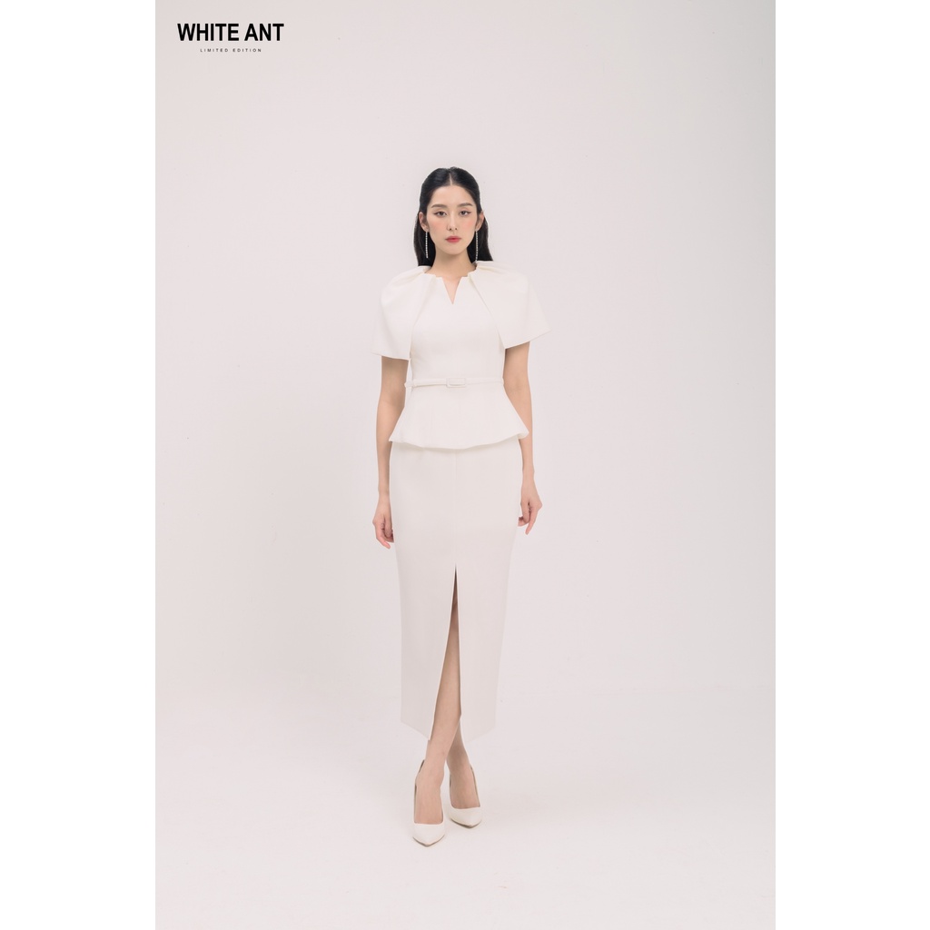 Áo Peplum Cổ V Tay Liên Và Chân Váy Xẻ Trước Hàng Thiết Kế Cao Cấp