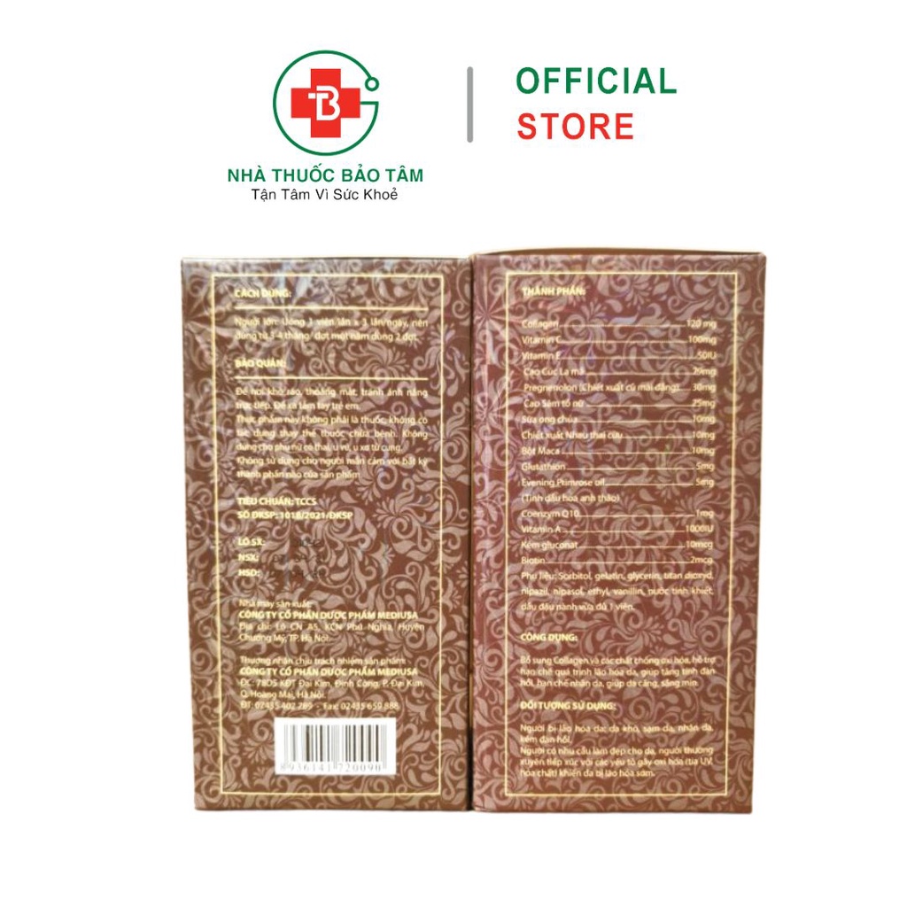 Viên Uống MARINE COLLAGEN + C hạn chế quá trình lõa hóa da, giúp da căng, sáng mịn - Hộp 1 Lọ 60 Viên