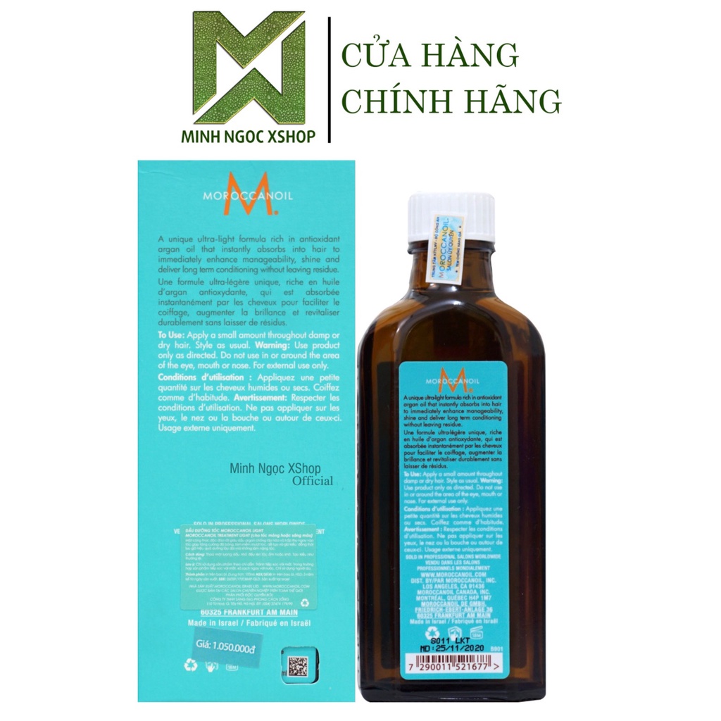 Tinh dầu dưỡng tóc cho tóc màu sáng Moroccanoil Treatment Light 10ML - 25ML - 100ML -125ML - 200ML chính hãng