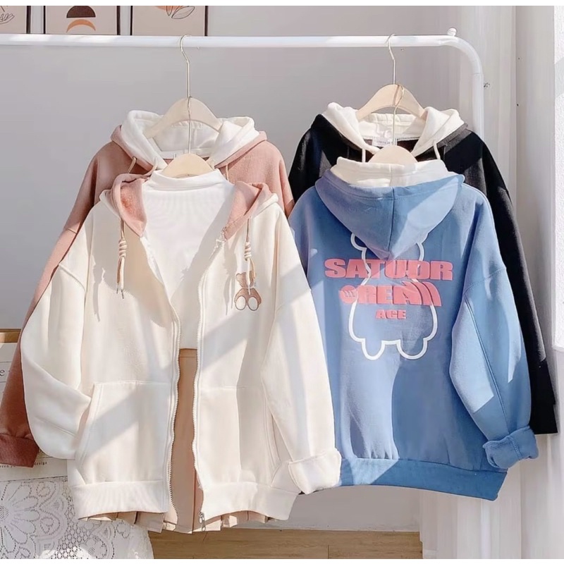 ÁO KHOÁC HOODIE ZIP FORM RỘNG ULZZANG HỌC SINH