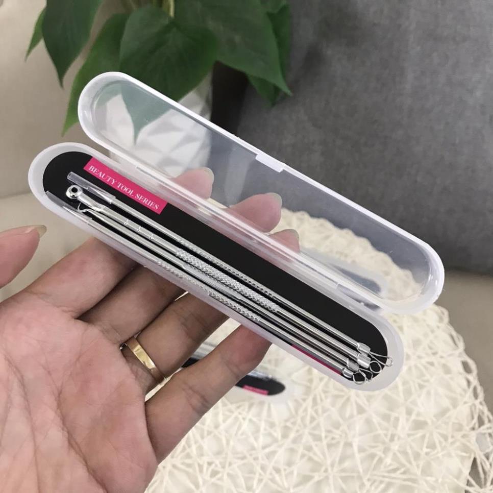 Bộ 4 Que Nặn Mụn hickies lacing system - Lấy sạch mụn đầu Đen, Trứng Cá, Cám Thần Thánh (Full Box)