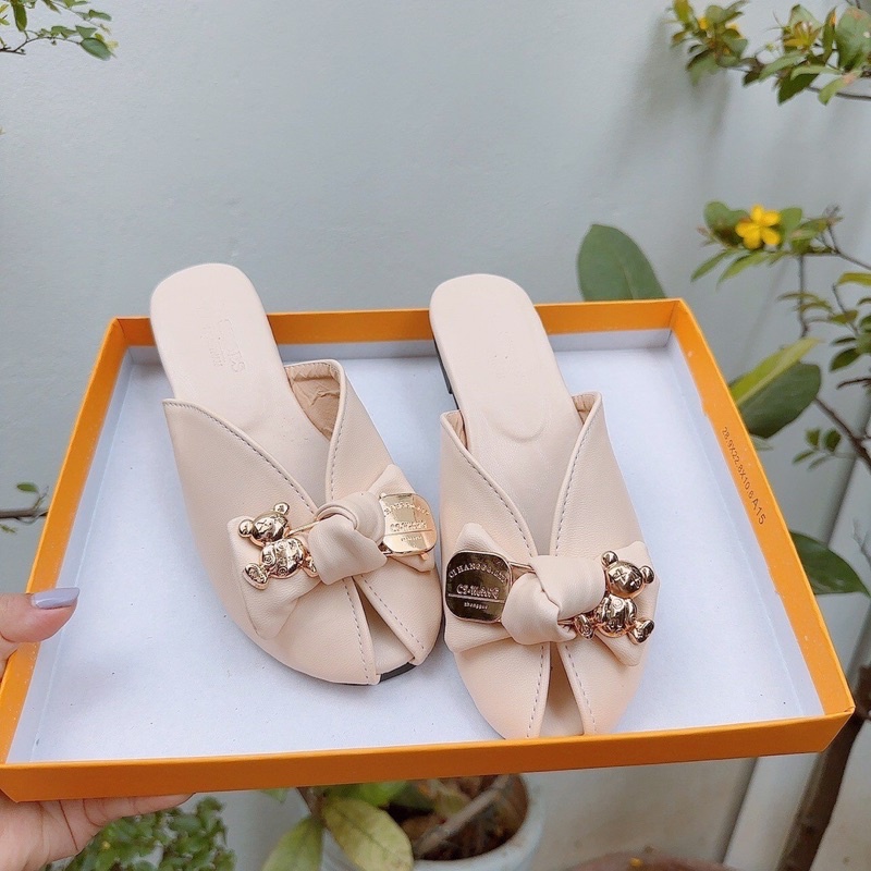 Bán sỉ Dép sục nữ nơ Gấu siêu xinh đế bệt hở mũi thời trang trẻ trung