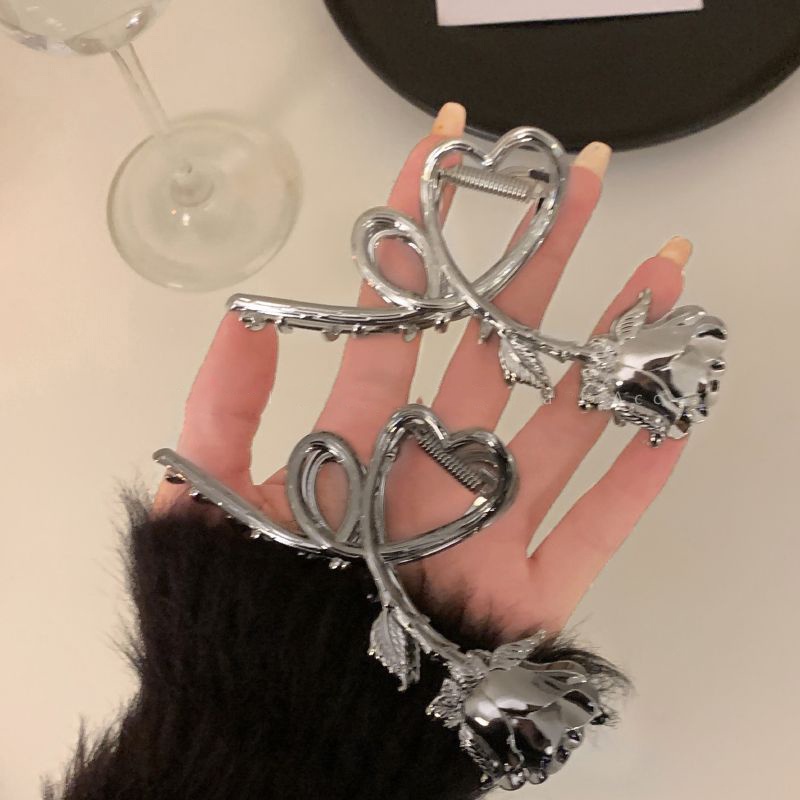 Kẹp Tóc Hoa Hồng Bằng Kim Loại Phong Cách Retro Cao Cấp Cho Nữ