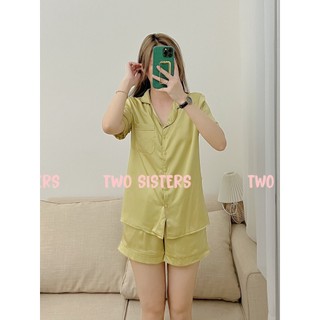 [4 Mẫu] Bộ Pijama Cộc Đùi Basic Chất Lụa Ngọc Trai