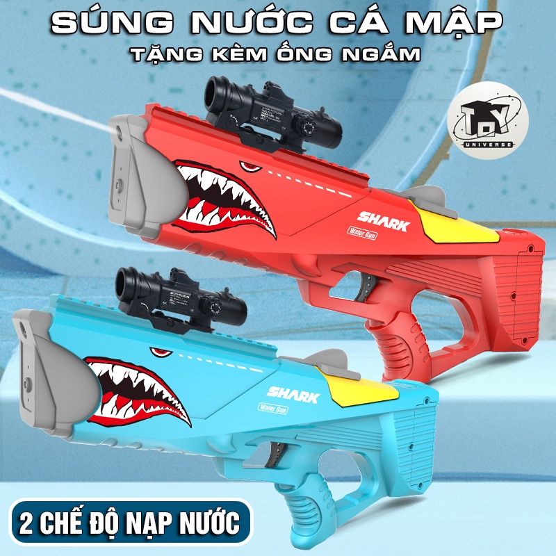 Súng Nước Áp Lực Cỡ Lớn Cá Mập Sharkgun, Súng Bắn Nước Tích Hợp 2 Chế Độ Nạp Nước Với Dung Tích Lớn Bắn Xa 15m