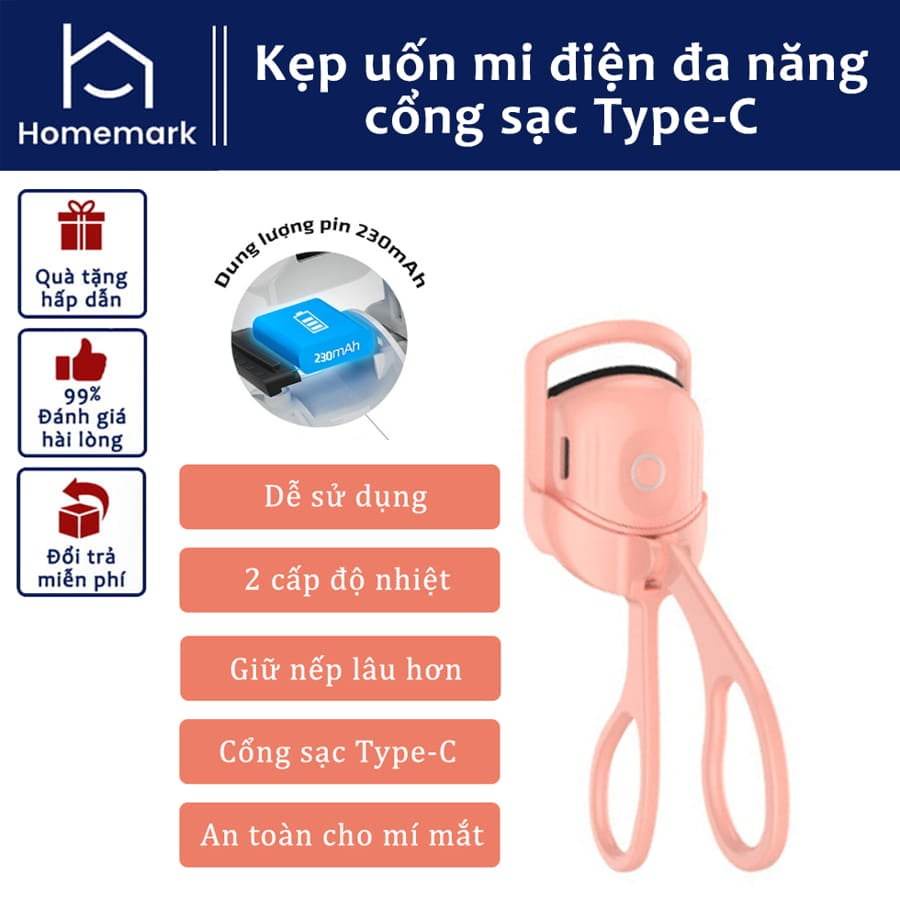 Kẹp Uốn Mi Điện Thông Minh, Máy Uốn Mi Điện Đa Năng Làm Cong Nhanh Chóng, Tự Nhiên Kèm Sạc USB Tiện Lợi